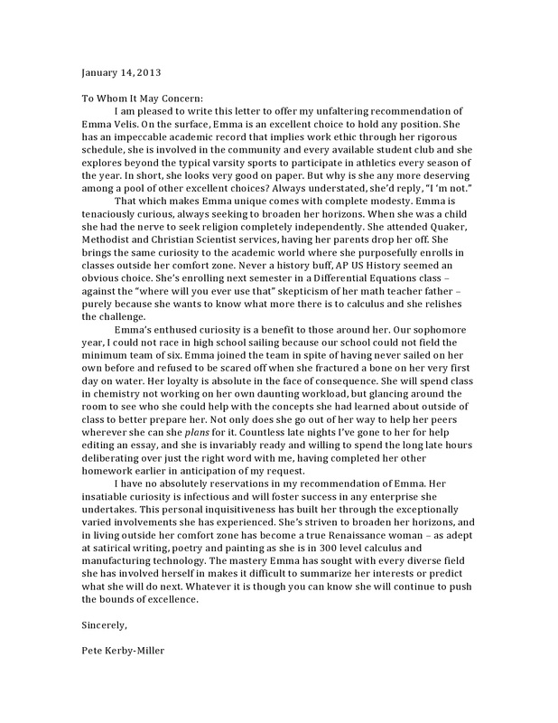 peer letter of recommendation template